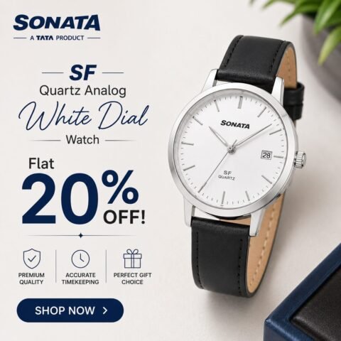 SF Quartz Analog White Dial Watch – Flat 20% OFF!