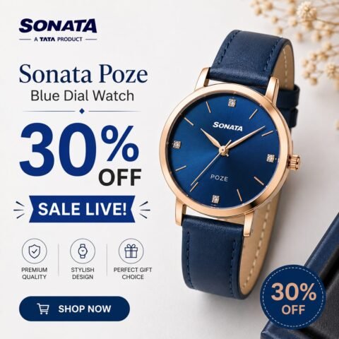 Sonata Poze Blue Dial Watch – 30% OFF Sale Live!