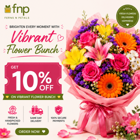 FNP Coupon Code offering 10% off on vibrant flower bunches.