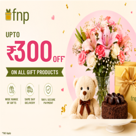 Get up to Rs 300 off on gifts items with an FNP coupon code.