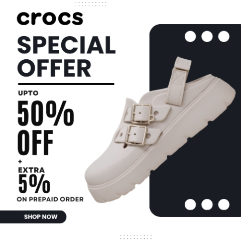 Get Up to 50% Off + Extra 5% Off on Prepaid Crocs Orders