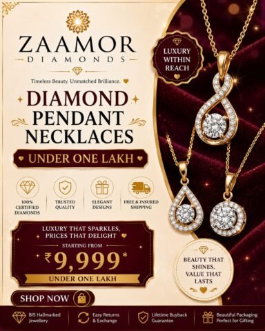zaamor diamond Diamond Pendant Necklaces Under One Lakh