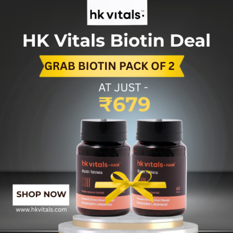HK Vitals Biotin deal – Pack of 2 at ₹679 instead of ₹778 with ₹99 savings and 33 Vitals Cash