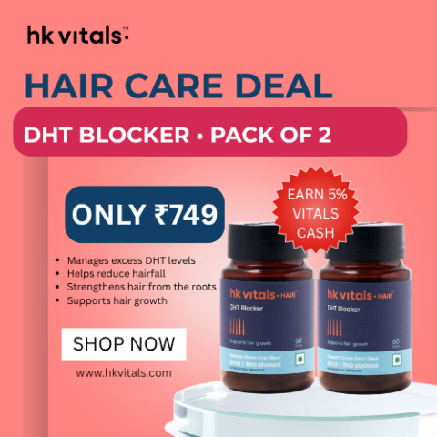 HK Vitals DHT Blocker Pack of 2 at ₹749 with 5% Vitals Cash on prepaid orders