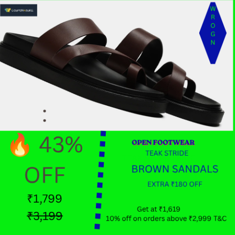 WROGN Teak Stride Brown Sandals 43% Off