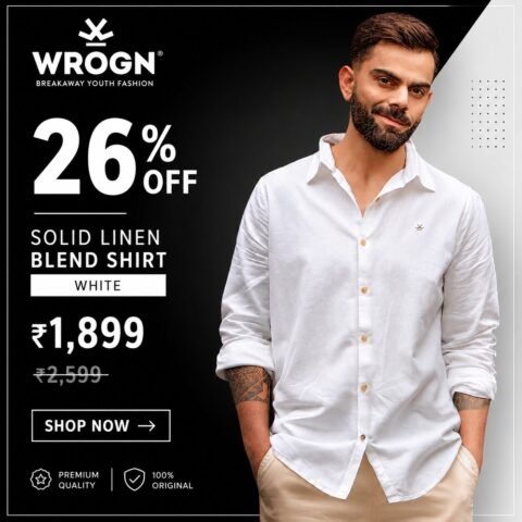 WROGN Solid Linen Blend Shirt White