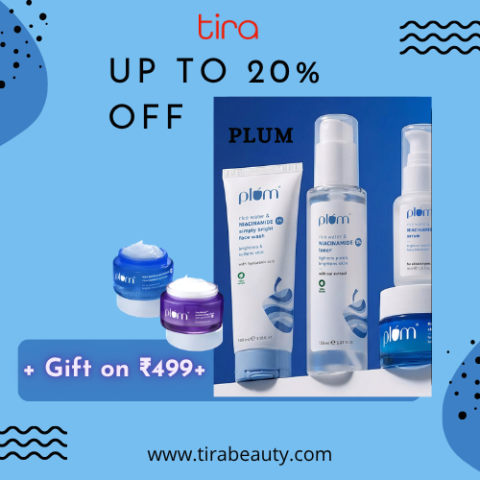 Plum offer up to 20% off plus gift on ₹499+ purchases