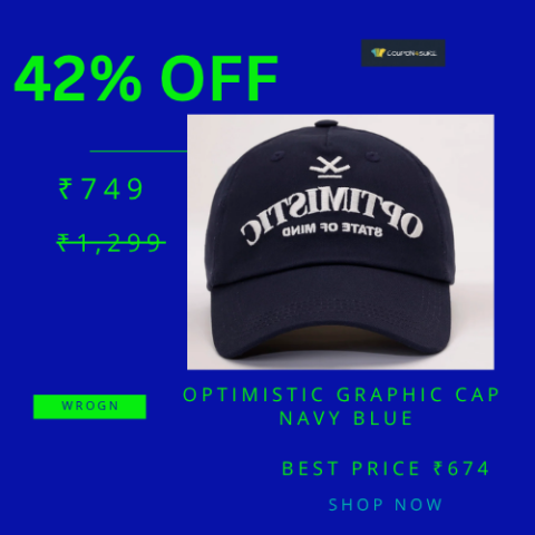 WROGN Optimistic Graphic Cap Navy Blue 42% Off